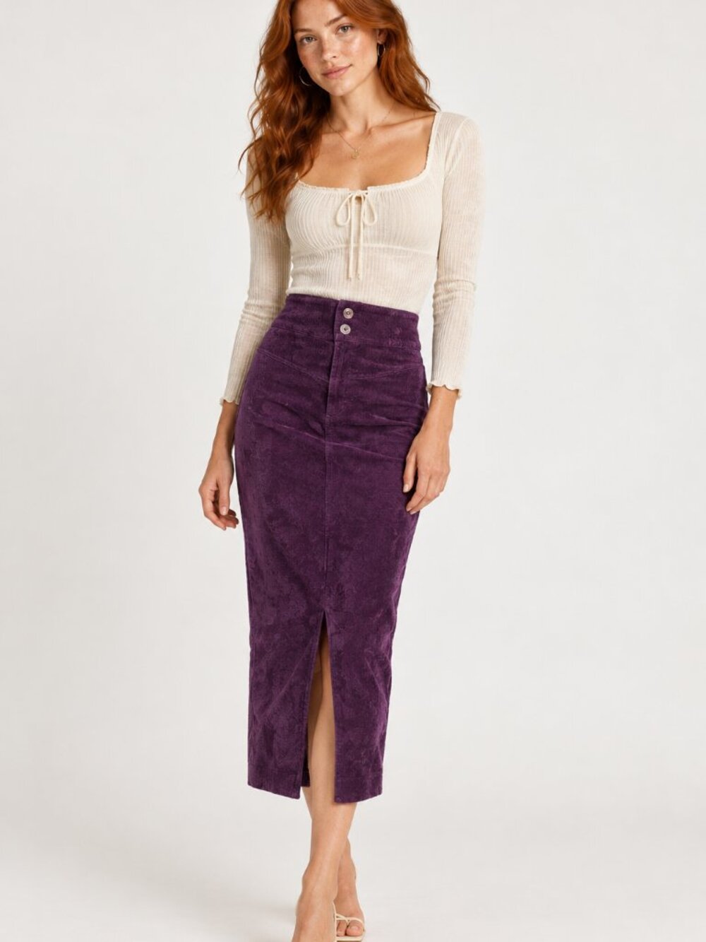 Free People Purple Roxy Rib Pencil Skirt Size XS